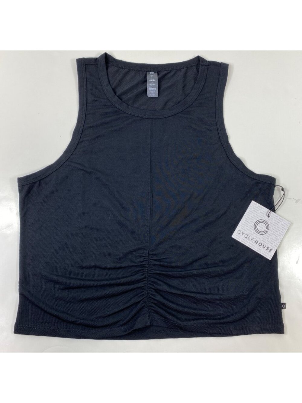 Cycle House Womens Ruched Black Sleeveless Summer Tank Top Size Large